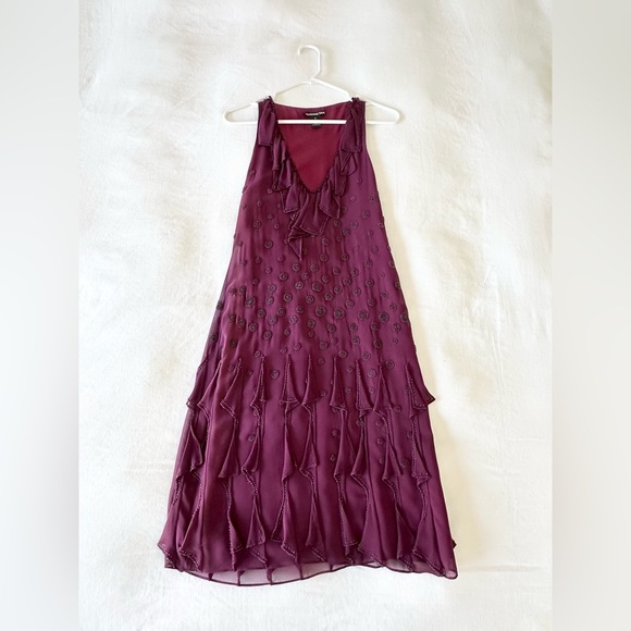 Vivienne Tam Dresses & Skirts - Vivienne Tam Beaded Ruffle Hem Silk Flapper Dress
